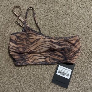 Tiger print one shoulder top